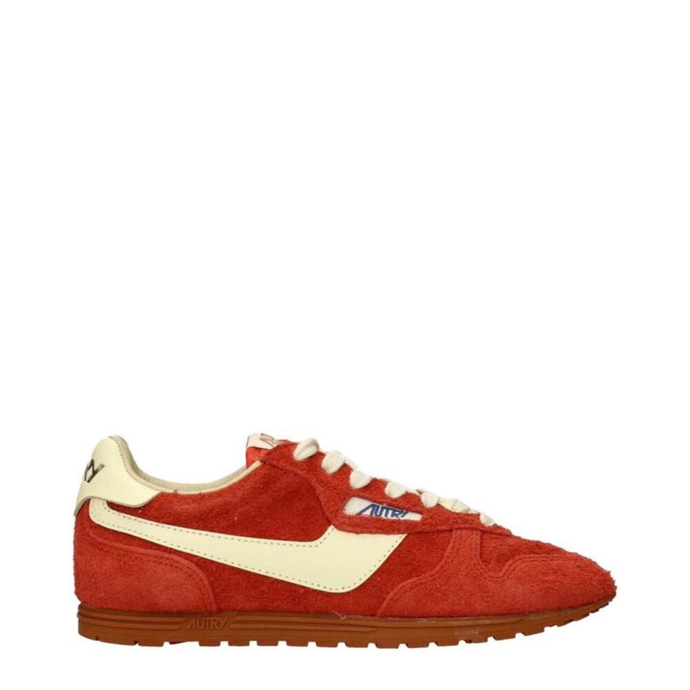 Autry Leather Low-Top Sneakers with Textured Sole Women Orange